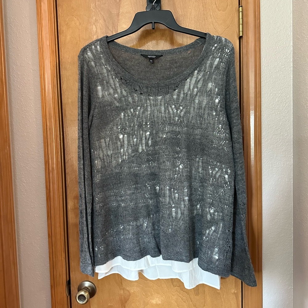 XXL Simply Vera Wang holey layered two for grey sweater